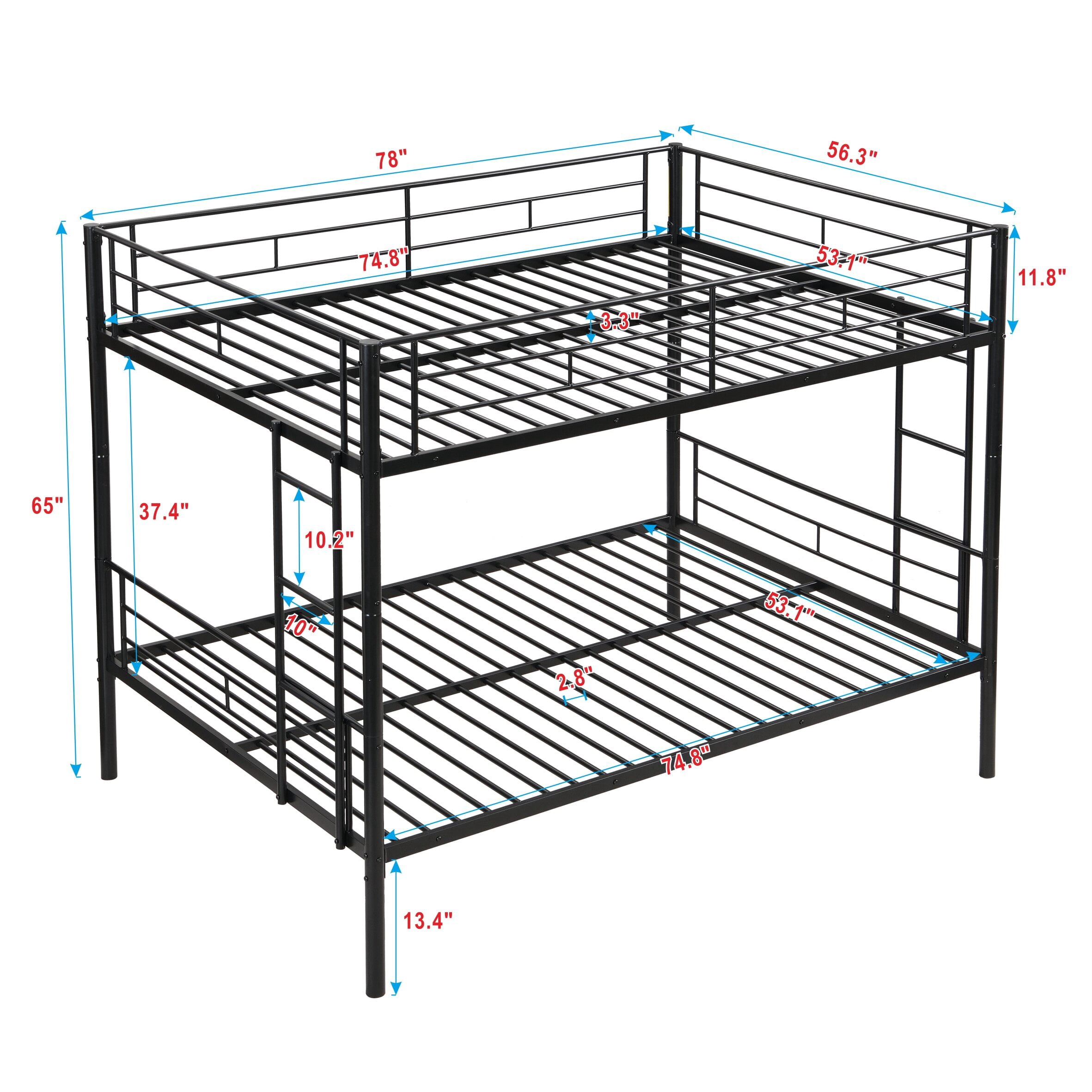 Full Size Adjustable Bed Base, Full Over Full Metal Bunk Bed , No Box