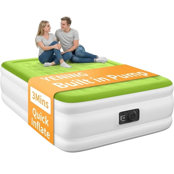 Full Size Air Mattress With Built In Pump Raised Double Blow Up Bed Inflatable