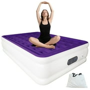 Full Size Air Mattress with Built in Pump,High Portable 18" Inflatable Mattress,Blow Up Mattress for Travel,Home and Guest(Purple)