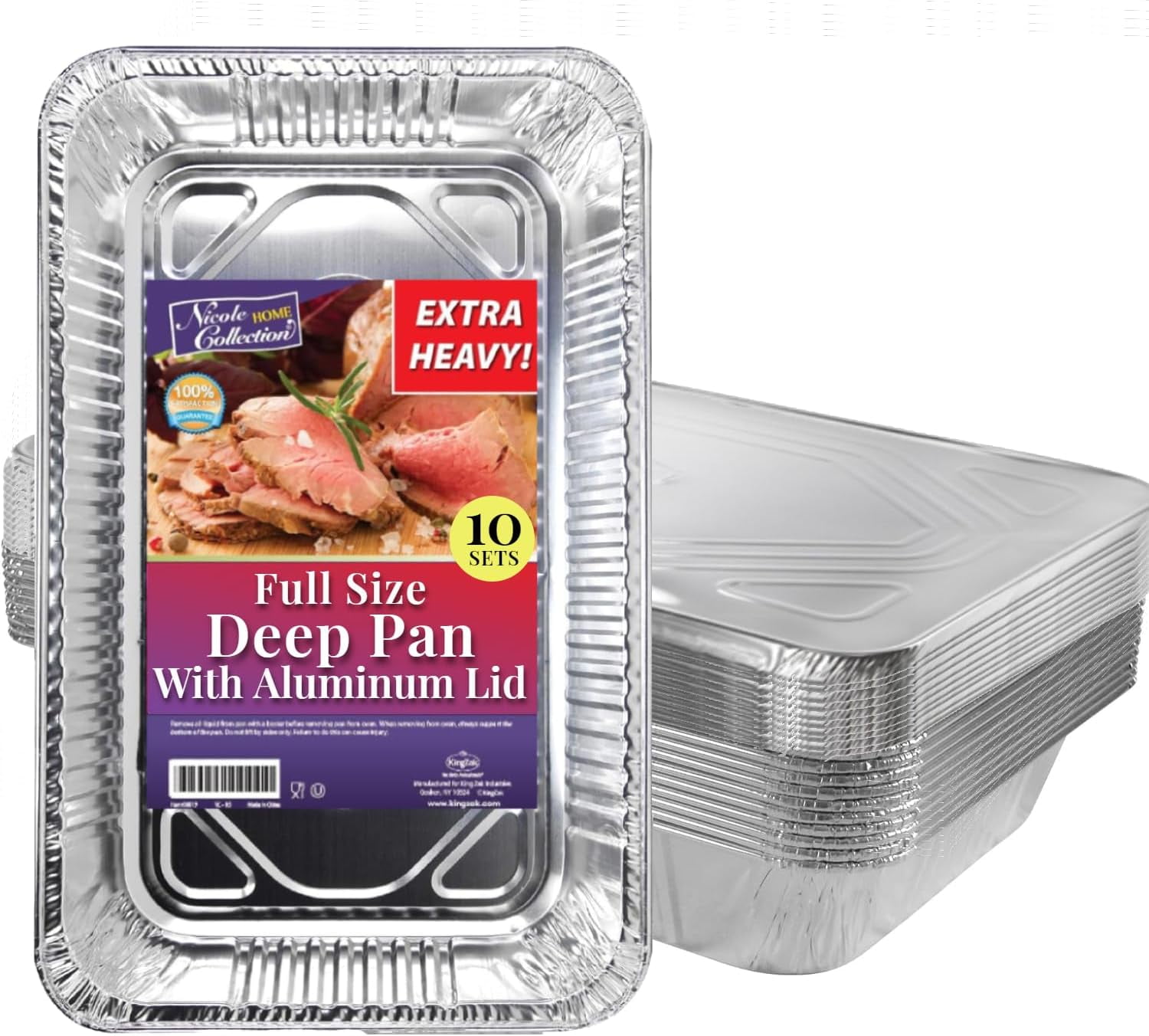 Full Size Aluminum Pans With Lids, 21x13 Large Disposable Roasting