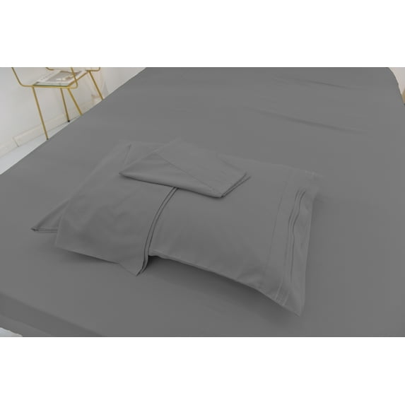 Full Size Bamboo Derived Rayon Bed Sheet Set - Softer than Cotton Sheets Full Size - Wrinkle Free - 16" Deep Pockets - 4 Piece - 1 Fitted Sheet, 1 Flat, 2 Pillowcases Full Gray