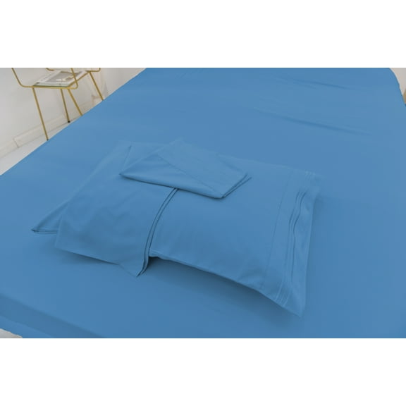 Full Size Bamboo Derived Rayon Bed Sheet Set - Softer than Cotton Sheets Full Size - Wrinkle Free - 16" Deep Pockets - 4 Piece - 1 Fitted Sheet, 1 Flat, 2 Pillowcases Full Blue