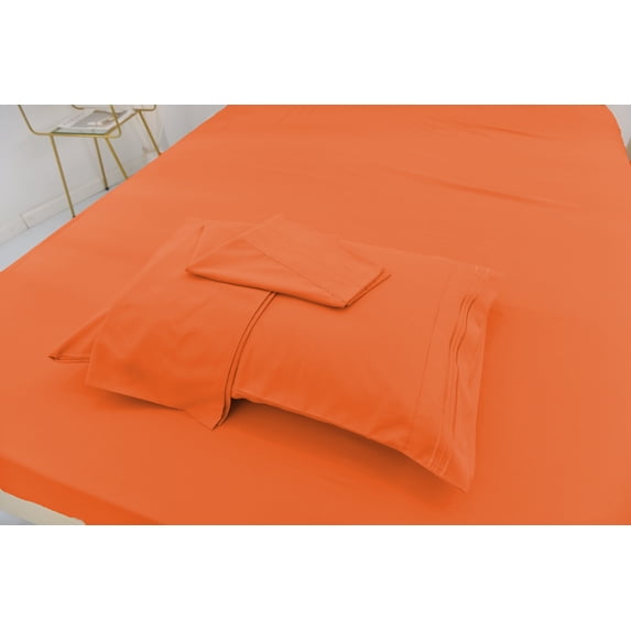 Full Size Bamboo Derived Rayon Bed Sheet Set - Softer than Cotton Sheets Full Size - Wrinkle Free - 16" Deep Pockets - 4 Piece - 1 Fitted Sheet, 1 Flat, 2 Pillowcases Full Orange
