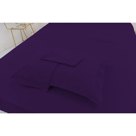 Full Size Bamboo Derived Rayon Bed Sheet Set - Softer than Cotton Sheets Full Size - Wrinkle Free - 16" Deep Pockets - 4 Piece - 1 Fitted Sheet, 1 Flat, 2 Pillowcases Full Purple