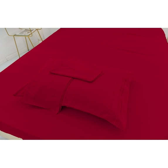 Full Size Bamboo Derived Rayon Bed Sheet Set - Softer than Cotton Sheets Full Size - Wrinkle Free - 16" Deep Pockets - 4 Piece - 1 Fitted Sheet, 1 Flat, 2 Pillowcases Full Red