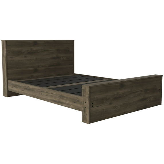 Full Size Bed Base, Dark Brown Color, 440lb Capacity, 9'' Height, Headboard Option, Simple Build Base In Brown, Load High, Easy To Erect, Style
