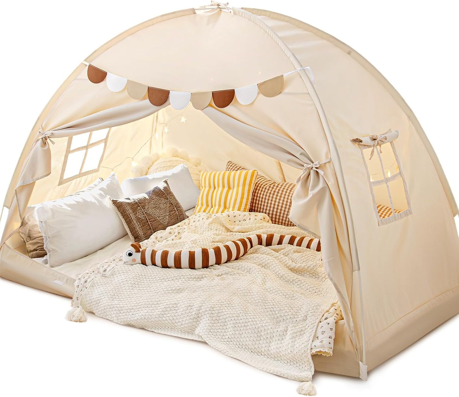 Full Size Bed Canopy Toddler Bed Tents for Kids Dream Tent on Bunk Bed Privacy Space Blackout Sleeping Playhouse Tents Indoor Portable Drafty House for Boys Girl Birthday Gift