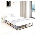 Full Size Bed Frame, 10" Metal Platform with Wooden Slats, Easy