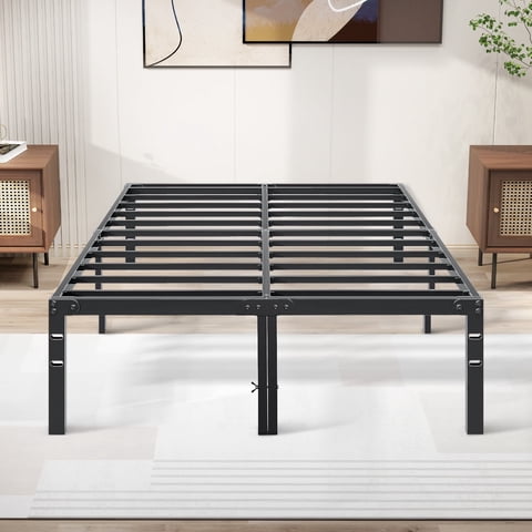 Full Size Bed Frame, 14" Height Classic Metal Platform Bed Frame Foundation with Under Bed Storage/No Box Spring Needed/Heavy Duty Metal Slats Support/Black