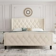 thumbnail image 1 of Full Size Bed Frame with 4 Storage Drawers & Charging Station,Upholstered Platform Bed with Wingback Storage Headboard,Wooden Slats Support, No Box Spring Needed, Easy Assembly, 1 of 7