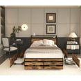 thumbnail image 1 of Full Size Bed Frame with 8 Storage Drawers, LED Headboard with Charging Station, Metal Platform Bed Frame, No Box Spring Needed, Noise-Free, Stable and Solid, 1 of 8
