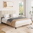 thumbnail image 1 of Full Size Bed Frame with Adjustable Headboard, Linen Upholstered Full Platform Bedframe with Strong Wooden Slats,Upholstered Mattress Foundation/No Box Spring Needed/Easy Assembly, 1 of 4