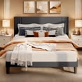 thumbnail image 1 of Full Size Bed Frame, Bed Frame with Wingback Headboard Hold 850 lbs, Dark Gray, 1 of 8