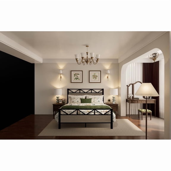 Full Size Bed Frame,Easy Assembly, Brown