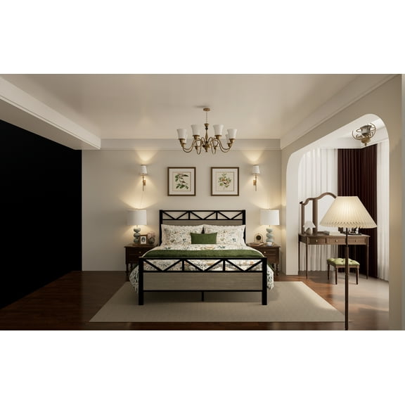 Full Size Bed Frame, Easy Assembly, Brown