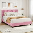 thumbnail image 1 of Full Size Bed Frame, Gray Linen Fabric Upholstered Bed Frame with Headboard, Wood Slats, Button Tufted, No Box Spring Needed, 1 of 7