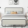 thumbnail image 1 of Full Size Bed Frame, Metal Bed Frame with Curved Upholstered Headboard and Footboard, Platform Bed Frame with Strong Slats Support, No Box Spring Needed, 1 of 6