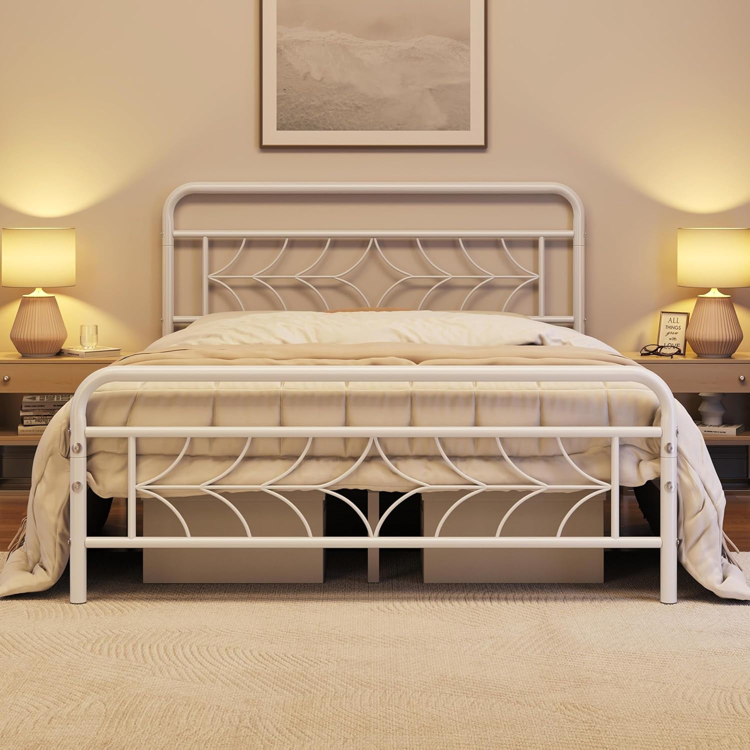 Full Size Bed Frame Metal Platform Bed with Sparkling Star-Inspired ...