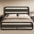 thumbnail image 1 of Full Size Bed Frame Metal Wood Headboard Footboard, Oval Heavy Duty Platform 10" Underbed Storage Space, Noise Free Support No Need Box Spring, Black, 1 of 6