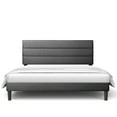thumbnail image 1 of Full Size Bed Frame Modern Horizontal Panel Upholstered Low Profile Platform with Tufted Headboard/No Box Spring Needed/No Bed Skirt Needed/Linen Fabric Upholstery, Grey, 1 of 6