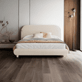 thumbnail image 1 of Full Size Bed Frame, Queen Size Upholstered Platform Bed with Thick Fabric, Solid Frame and Stylish Curve-Shaped Design, Easy Assembly, No Box Spring Needed, 1 of 8