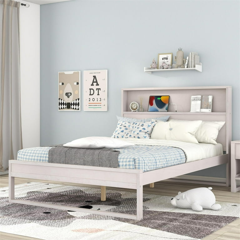 Full size bed frame with usb ports deals