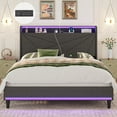 Full Size Bed Frame with Storage Headboard,Upholstered Platform Bed