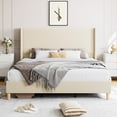 thumbnail image 1 of Full Size Bed Frame,Upholstered Platform Bed Frame with Vertical Channel Tufted Wingback Headboard, Strong Wooden Slats, No Box Spring Needed, Easy Assembly,Noiseless, 1 of 6