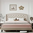 thumbnail image 1 of Full Size Bed Frame, Upholstered Platform Bed with Wingback Headboard and Button Tufted Design, Wood Slat Support, Easy Assembly, No Box Spring Needed, 1 of 9