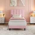 thumbnail image 1 of Full Size Bed Frame, Velvet Upholstered Platform Bed with Adjustable Headboard, Vertical Channel Tufted Headboard,No Box Spring Needed, Easy Assembly,Upholstered Mattress Foundation, 1 of 10