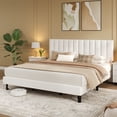 thumbnail image 1 of Full Size Bed Frame,Velvet Upholstered Platform Bed with Adjustable Vertical Channel Tufted Headboard,Platform Bed Frame with Sturdy Wooden Slats Support,No Box Spring Needed, Easy Assembly, 1 of 8