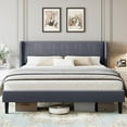 thumbnail image 1 of Full Size Bed Frame with Wingback Headboard,Luxurious Velvet Upholstered Platform Bed Frame with Wooden Slat Support,No Box Spring Required,Easy Assembly,Dark Gray, 1 of 6