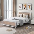 thumbnail image 1 of Full Size Bed Frame with Wood Headboard and Footboard/Heavy Duty Platform Bed Frame Full with Storage No Box Spring Needed,Reinforced Steel Square Tube Mattress Foundation, White, 1 of 6