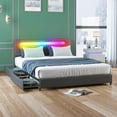 thumbnail image 1 of Full Size Bed Frame with 4 Storage Drawers, LED Lights Headboard Upholstered Platform Bed Frame, Easy Assembly, Grey, 1 of 10
