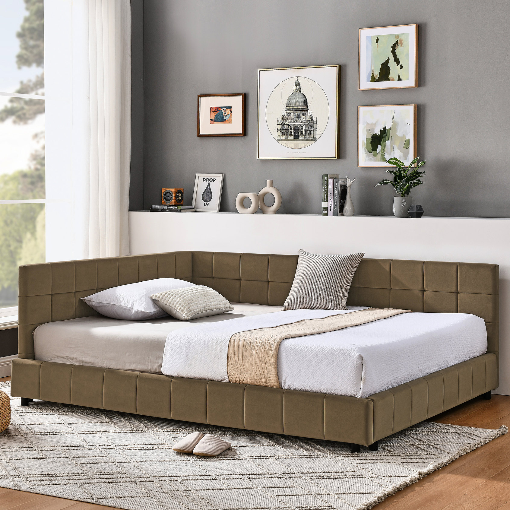 Full Size Bed Frame with Comfortable Seating | Ideal for Bedroom and ...