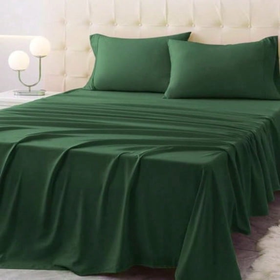 Full Size Bed Sheet Set - 4 Piece Soft Microfiber Sheets with Deep Pockets Cooling Technology and Wrinkle-Free Pillowcase. Hotel-Quality Durable Bedding Eden Green