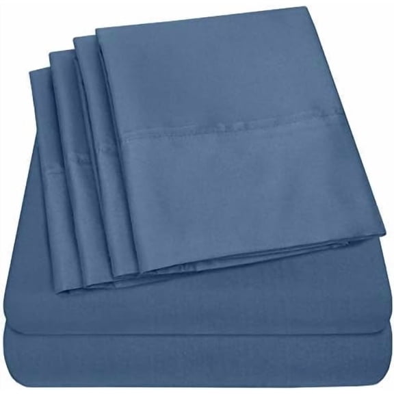Full Size Bed Sheets - 6 Piece 1500 Supreme Collection Fine Brushed Microfiber Deep Pocket Full Sheet Set Bedding - 2 Extra Pillow Cases, Great Value, Full, Denim
