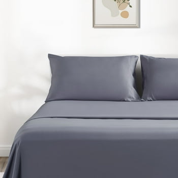 Full Size Bed Sheets,Z-hom 4 Piece Cooling Sheets 14” Deep Pocket Sheet & Pillowcase Sets Soft Microfiber Luxury Bedding Fitted Sheet Water Washed,Dark Gray