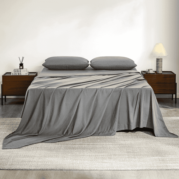 Full Size Bed Sheets,Z-hom 4 Piece Sheets 14” Deep Pocket Sheet & Pillowcase Sets Soft Microfiber Luxury Bedding Fitted Sheet Water Washed,Dark Gray