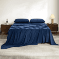 thumbnail image 1 of Full Size Bed Sheets,Z-hom 4 Piece Cooling Sheets 14” Deep Pocket Sheet & Pillowcase Sets Soft Microfiber Luxury Bedding Fitted Sheet Water Washed,Navy, 1 of 10