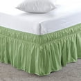 thumbnail image 1 of Full Size Bed Skirt (54" x 75") Elastic Wrap Around, 100% Cotton Dust Ruffle, Easy Fit with 12" Tailored Drop, 400TC Shrinkage and Fade Resistant Bed Frame Cover - Sage Solid., 1 of 6