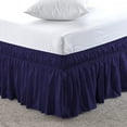 thumbnail image 1 of Full Size Bed Skirt (54" x 75") Elastic Wrap Around, 100% Cotton Dust Ruffle, Easy Fit with 18" Tailored Drop, 400TC Shrinkage and Fade Resistant Bed Frame Cover - Navy Blue Solid., 1 of 6