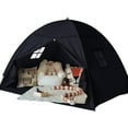 thumbnail image 1 of Full Size Bed Tent Canopy: Lights & Flags Indoor Floor Bed Kids Tent Playhouse - Space Blackout Sleeping Tents Indoor Breathable Portable Cottage Drafty Room Floor (Large Black), 1 of 14