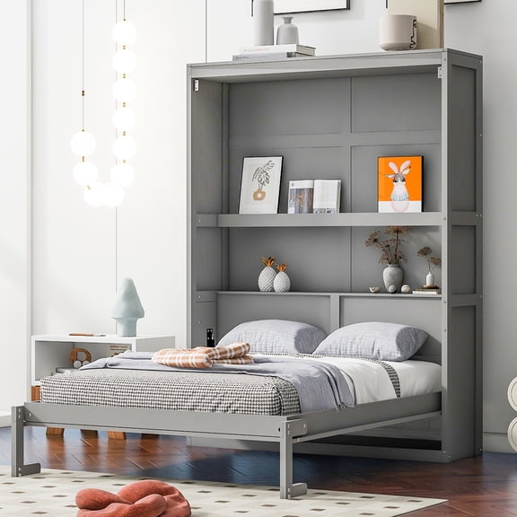 Full Size Bed Wall Bed, Gray. Transform Your Space Wonderfully. Crafted Using & Plywood. Comfortable With Supportive Mattress Slats. Max 6" Foldaway Feature Available. Assembly Required Clear
