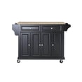 Full Size Black Kitchen Cart with Natural Wood Top
