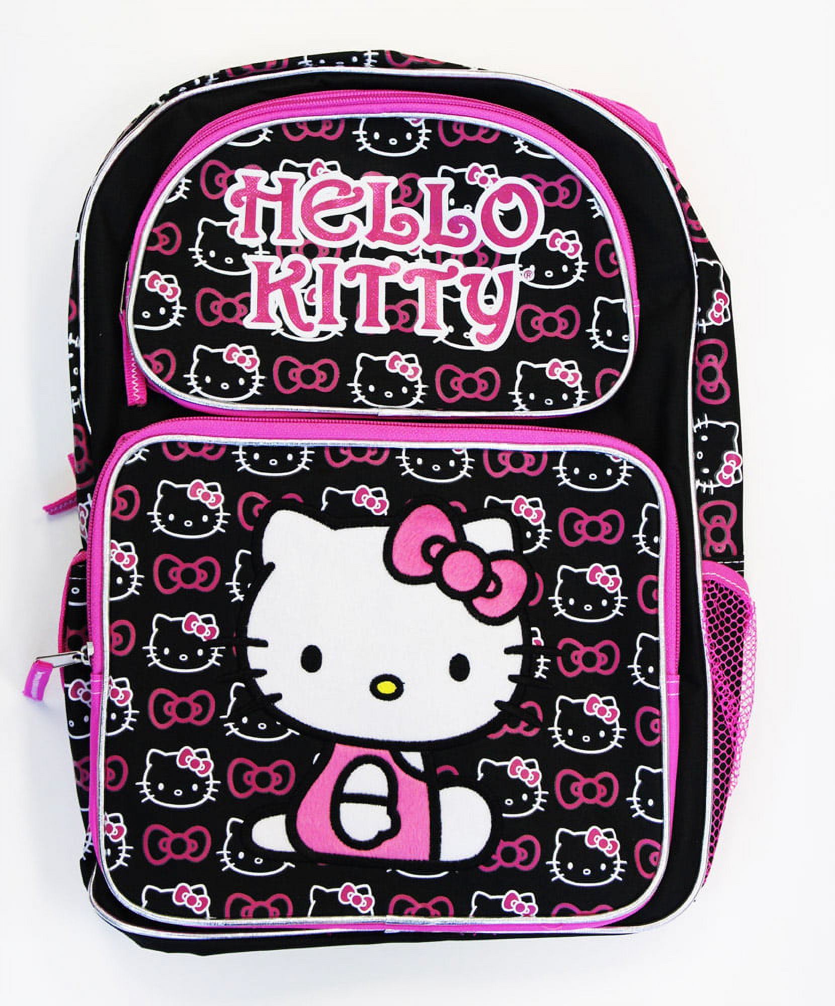 Full Size Black and Pink Hello Kitty Backpack - Hello Kitty Bookbag - image 1 of 2