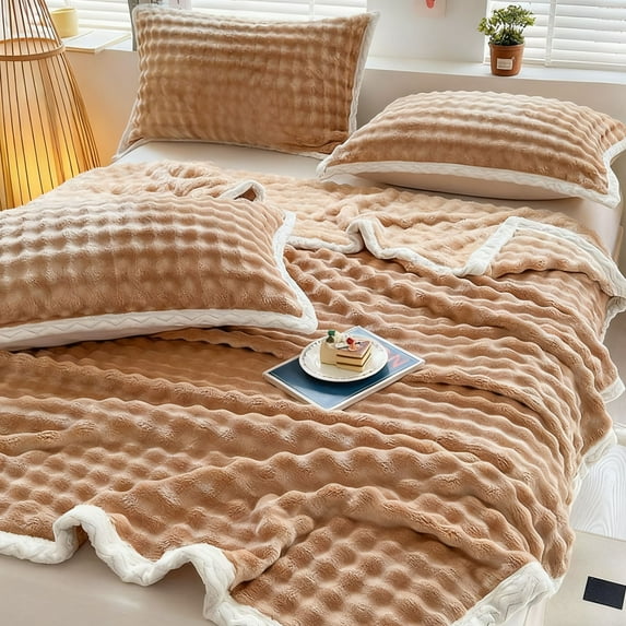 Full Size Blankets Soft Layer Double-Sided for Bed - Super Soft Cozy Fleece Blanket for Women Men , Large Fuzzy Throws for Bedroom Decor, 47.2X78.7 Inches (Coffee)
