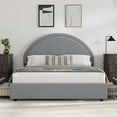thumbnail image 1 of Full Size Boucle Bed Frame with 2 Storage Drawers, Soft Upholstered Platform Bed Frame with Round Headboard, Heavy Duty, Wooden Slats, Noise Free, No Box Spring Needed, Grey, 1 of 8