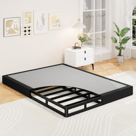 Full Size Box Spring, 5 Inch Low Profile Full Box Spring Only Bed Base, Heavy Duty Metal Frame Mattress Foundation with Fabric Cover, Easy Assembly-Noise Free