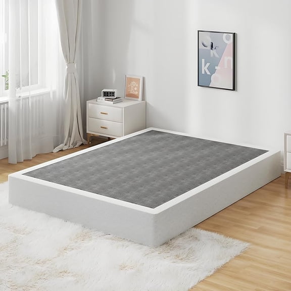 Full Size Box Spring Bed Base 9 Inch, 3000lbs Heavy Duty Box Spring Queen Metal Mattress Foundation, Tool-Free Easy Assembly, Noise Free